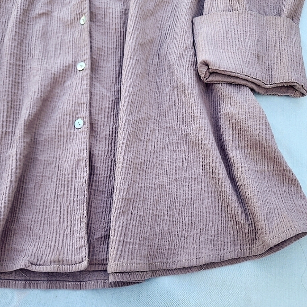 MARLA WYNNE Shirt Size xl Pink Crinkle Stretch Long Sleeve Tunic - Picture 3 of 10